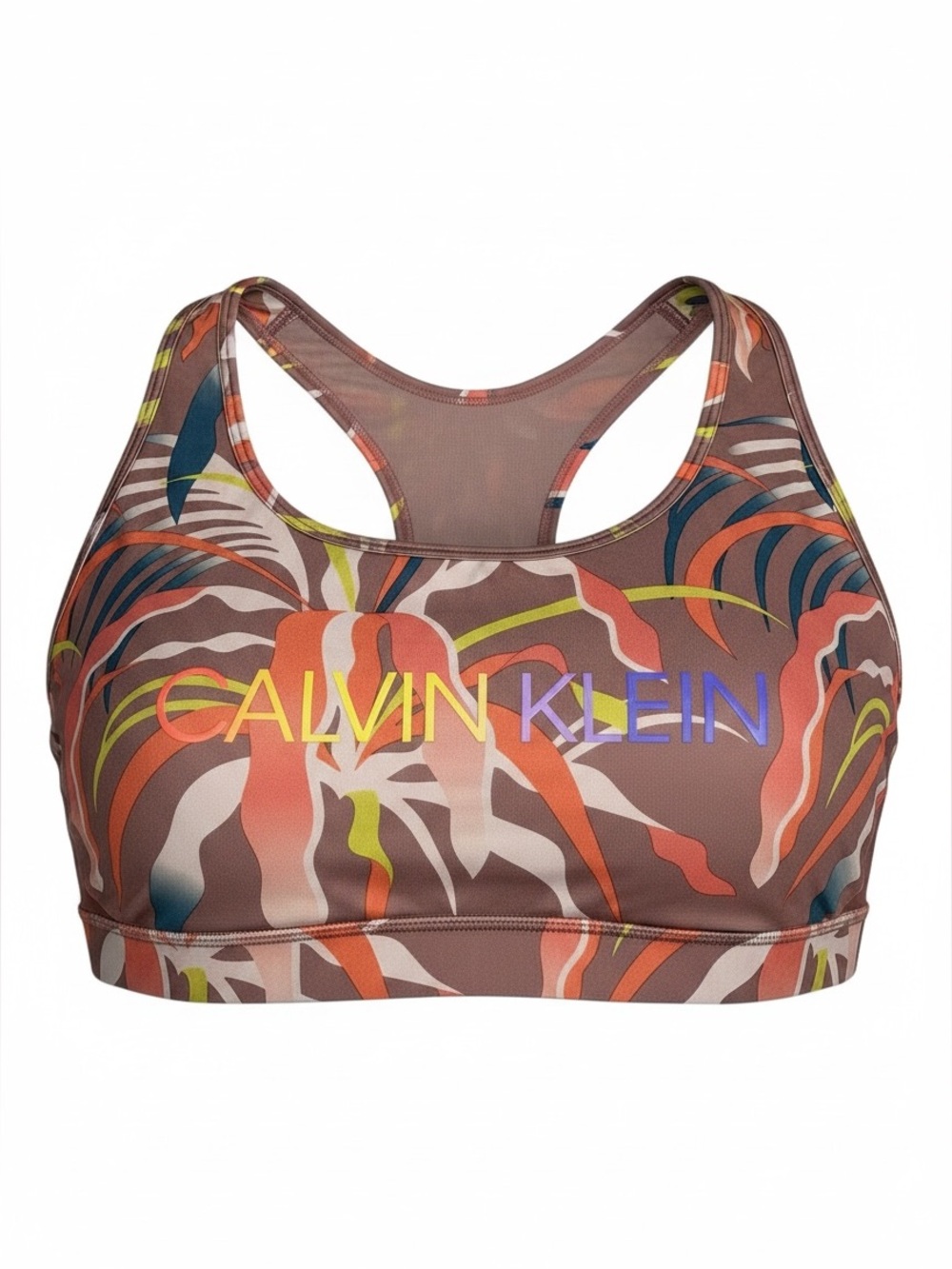 Calvin Klein Performance - Multicolor Tropical Print Racerback Sports Bra